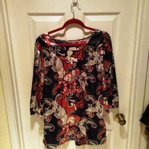 NY Collection Women's Paisley Blouse, Size L